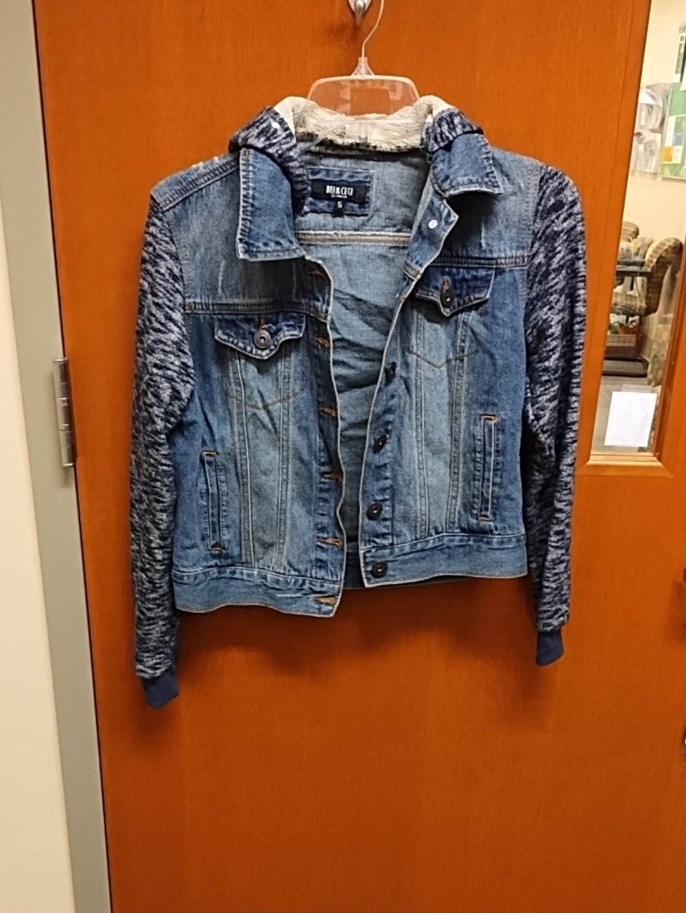 Bee & CeCi Denim Knit-Sleeve Jacket - Blue